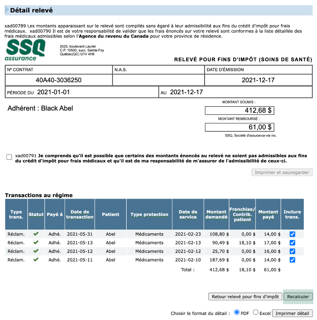 ssq preuve assurance voyage