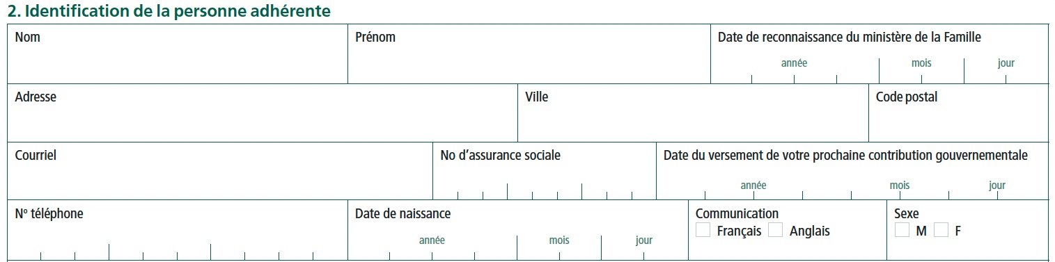 2.a Identification de la personne adhérente