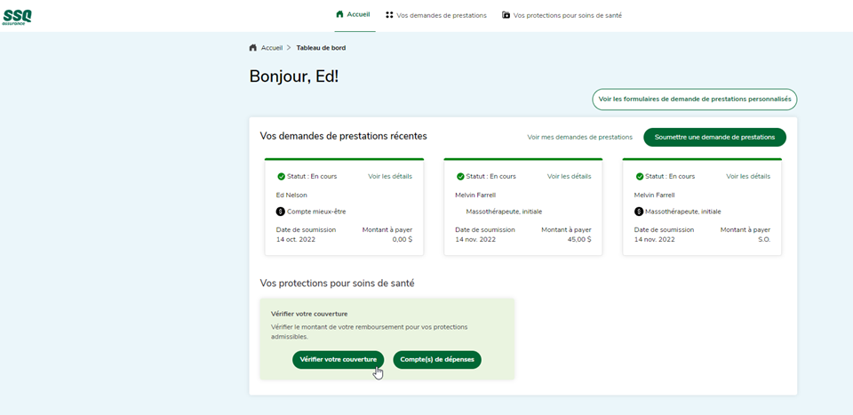 simuler une réclamation