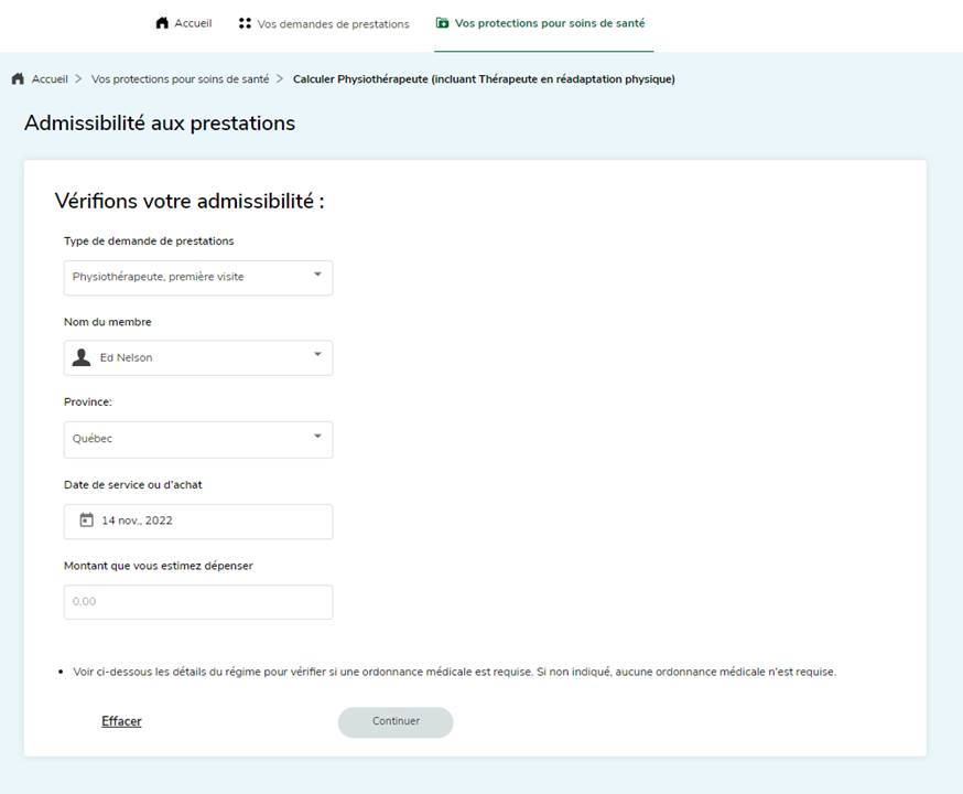 simuler une réclamation