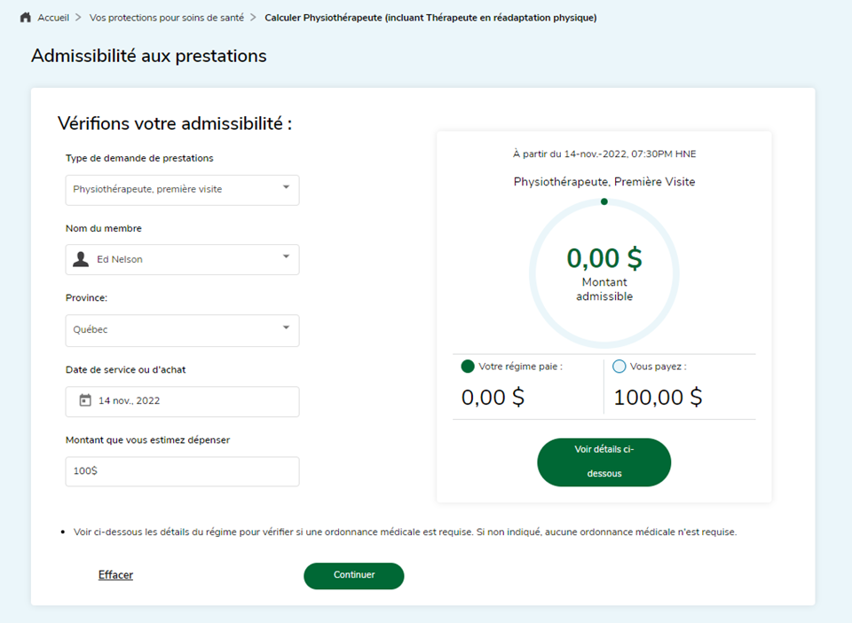 simuler une réclamation