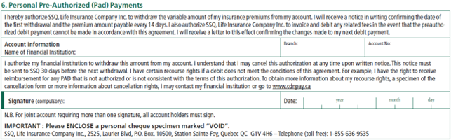 Personal Pre-Authorized (Pad) Payements